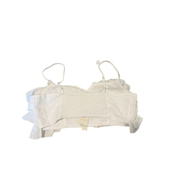 NWT Free People Danielle Ruffle Crop Tank Optic White Large - Picture 5 of 6